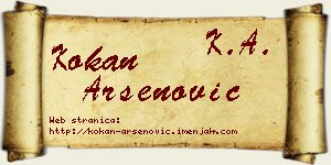 Kokan Arsenović vizit kartica